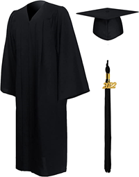 CAP, GOWN, TASSEL SET WITH DIPLOMA COVER (YOU WILL RECEIVE THE DIPLOMA COVER AT GRADUATION)- Add height & shirt size in comments