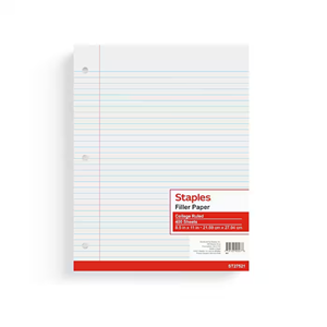 FILLER PAPER STAPLES COLLEGE RULED 400 CT