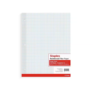 FILLER PAPER STAPLES GRAPH RULED 100 CT