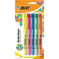 HIGHLIGHTERS BIC BRITE LINER 5PK FLUORESCENT