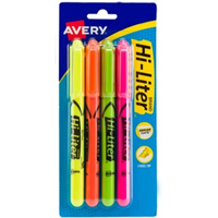Hi-Liter Avery  Pen Style 4Pk