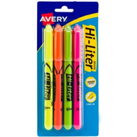 HI-LITER AVERY  PEN STYLE 4PK