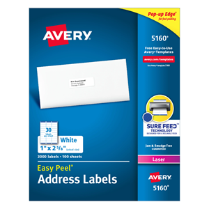 LABELS ADDRESS LASER AVERY 1"x2 5/8"