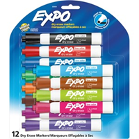 MARKER DRY ERASE EXPO LOW ODOR CHISEL 12 PK