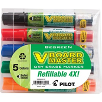 MARKER PILOT BEGREEN DRY ERASE BULLET 5PK