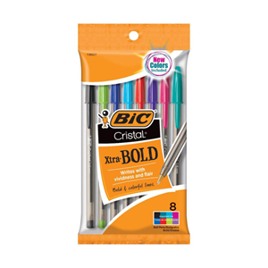 PENS BIC CRISTAL STIC BOLD 8PK AST.