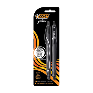 PENS BIC GELOCITY EXTRA SMOOTH 0.7 MM BLACK 2 PK