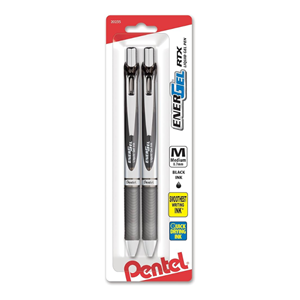 PENS ENERGEL RTX METAL TIP 0.7 MM BLACK 2 PK
