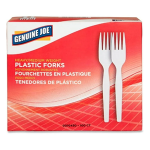 PLASTIC FORKS GENUINE JOE 100 CT