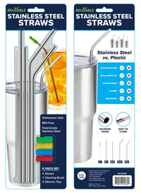 Stainless Straw Set W/Silicone Tips
