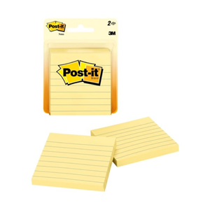 STICKY NOTES POST-IT 3X3 RULED YELLOW 2PK