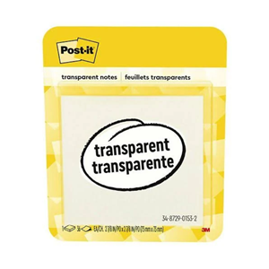 STICKY NOTES POST-IT 3x3 TRANSPARENT 1 PK